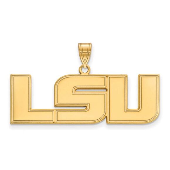 14k Yellow Gold Louisiana State Large 'LSU' Pendant